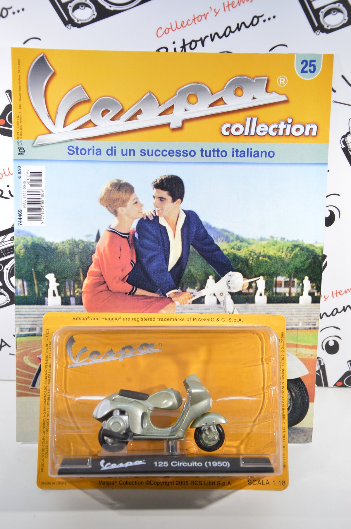 Vespa 125 Circuito 1950 scala 1:18 con fascicolo Vespa collection 25 die cast