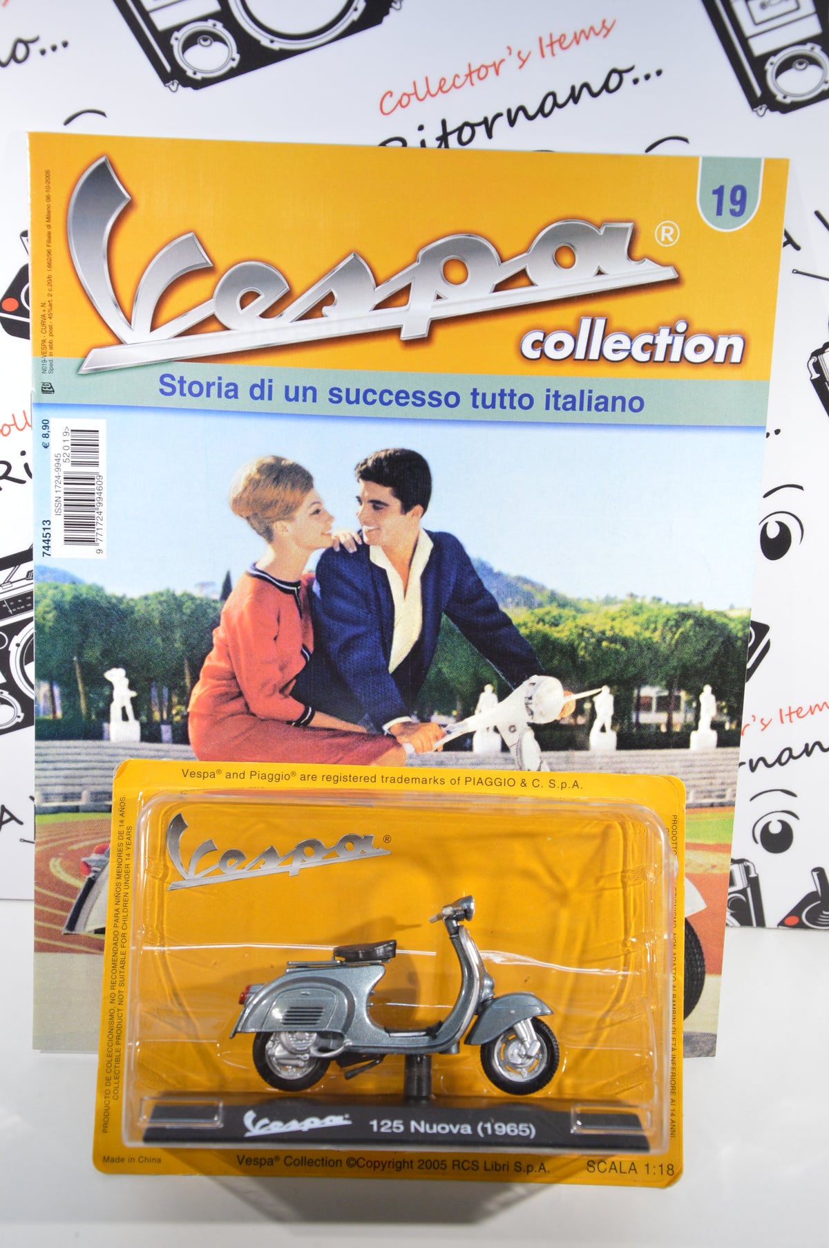 Vespa 125 Nuova 1965 scala 1:18 con fascicolo Vespa collection 19 die cast