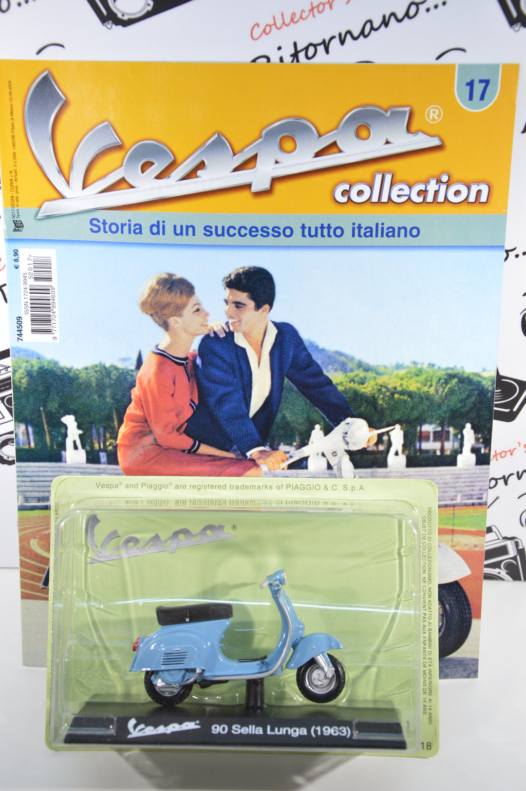 Vespa 90 Sella lunga 1963 1:18 con fascicolo Vespa collection 29 die cast