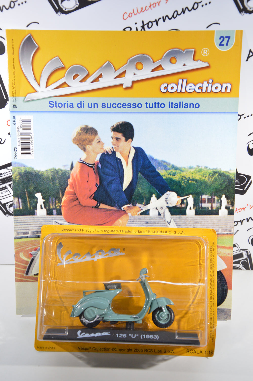 Vespa 125 U 1953 scala 1:18 con fascicolo Vespa collection 1 die cast