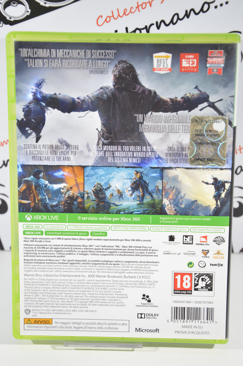 La terra di mezzo L'ombra di Mordor Xbox 360 18+ Multilingua