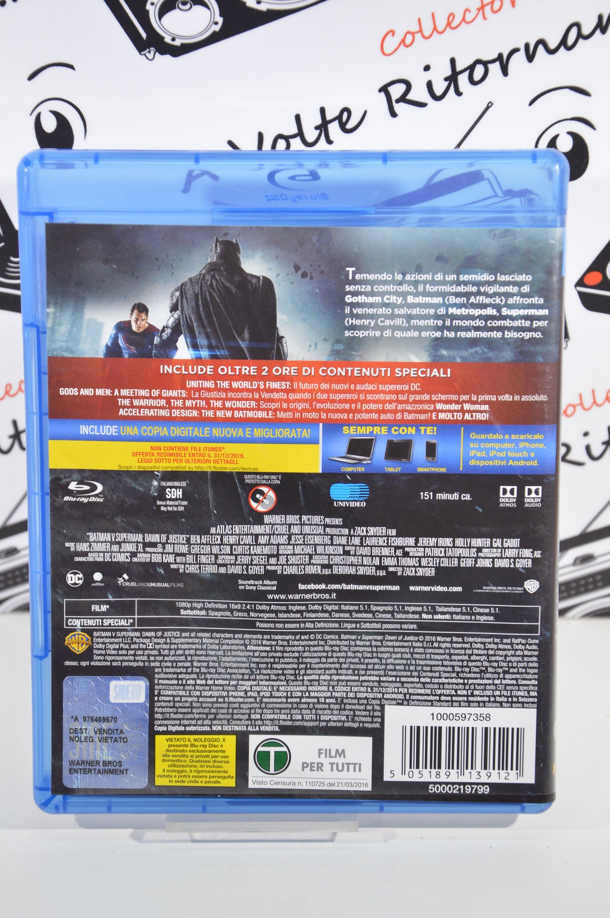 Batman V Superman dawn of justice Blu-Ray italiano