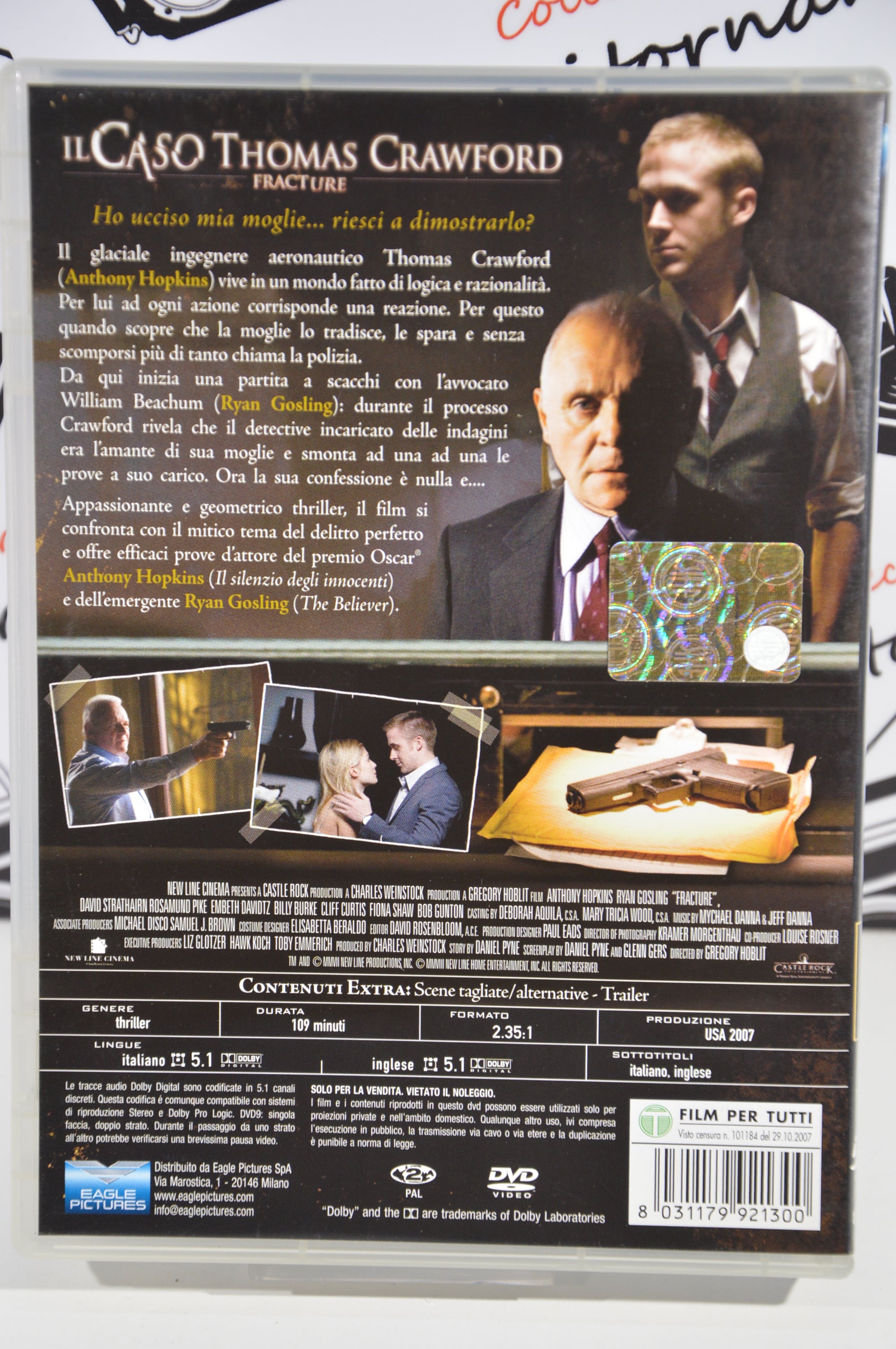 Il caso Thomas Crawford Dvd Italiano collezione Anthony Hopkins