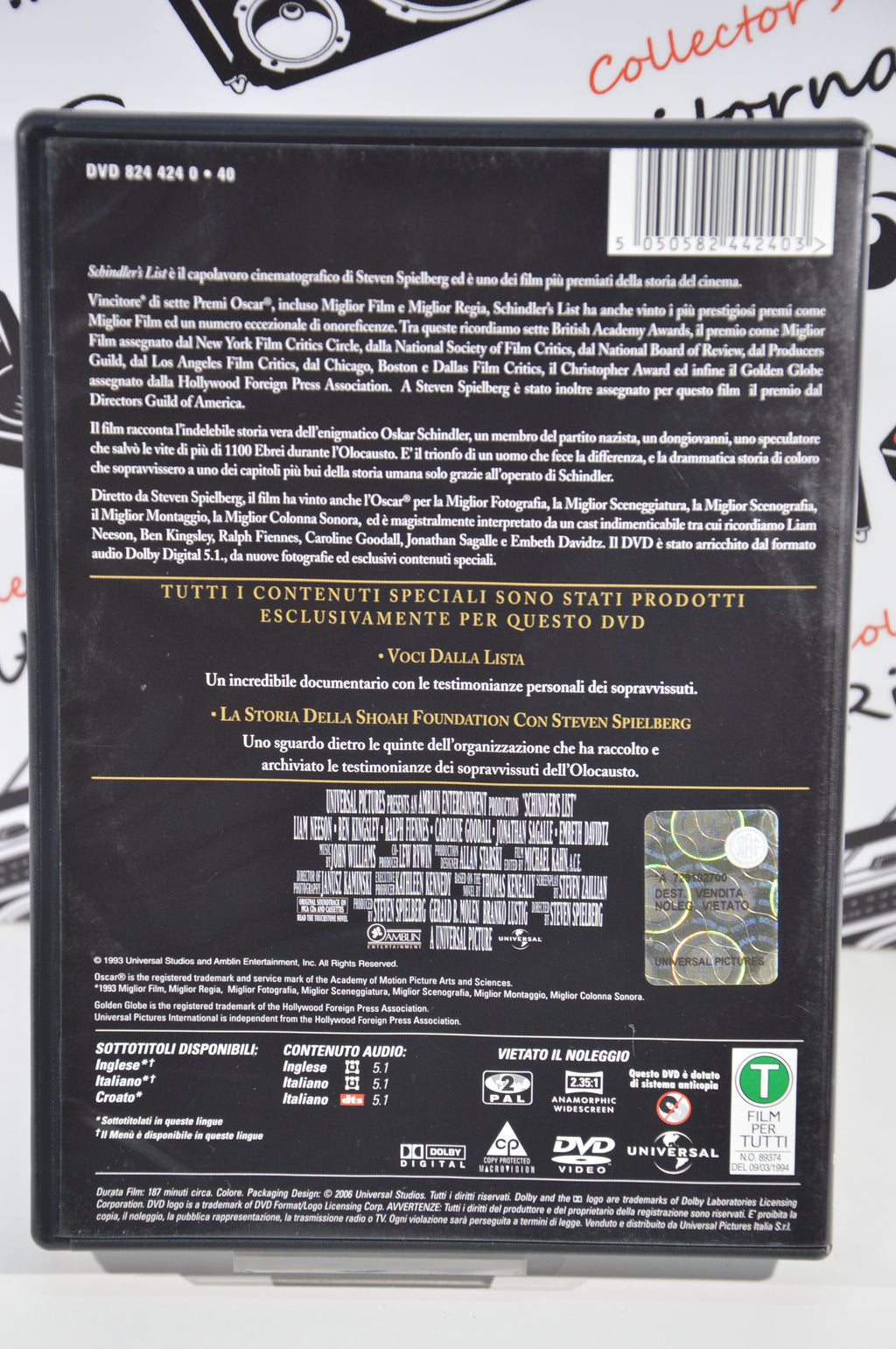 Schindler's list Dvd Italiano collezione 2 dischi