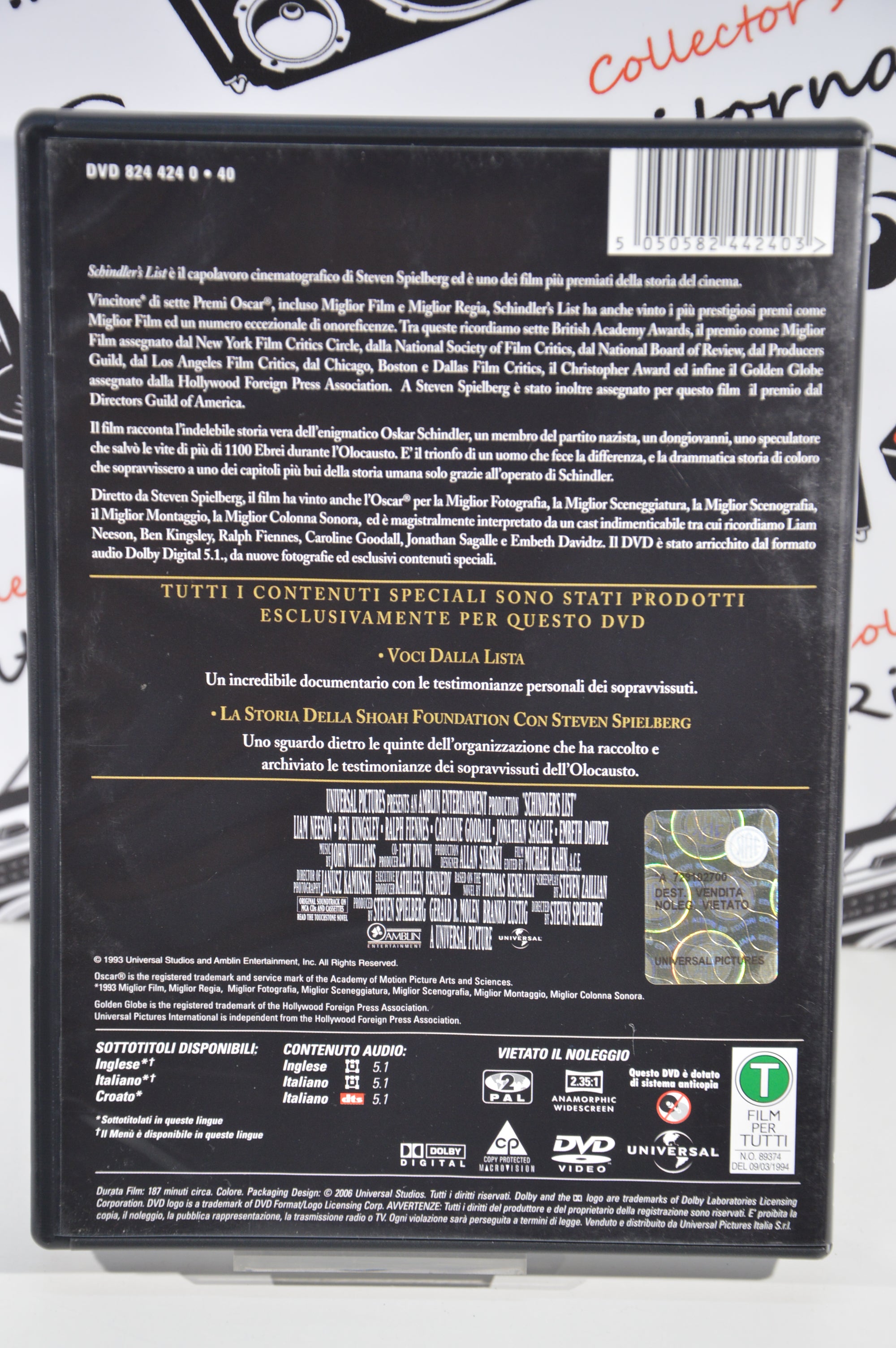 Schindler's list Dvd Italiano collezione 2 dischi