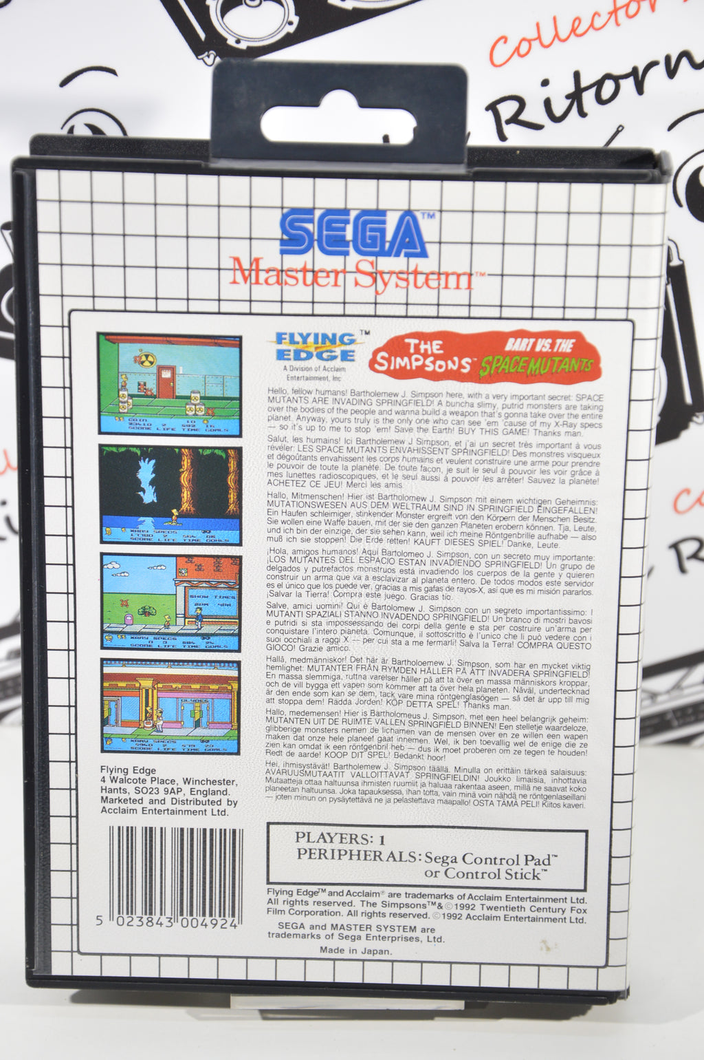 The Simpsons Sega Master system anno 1992 videogames vintage