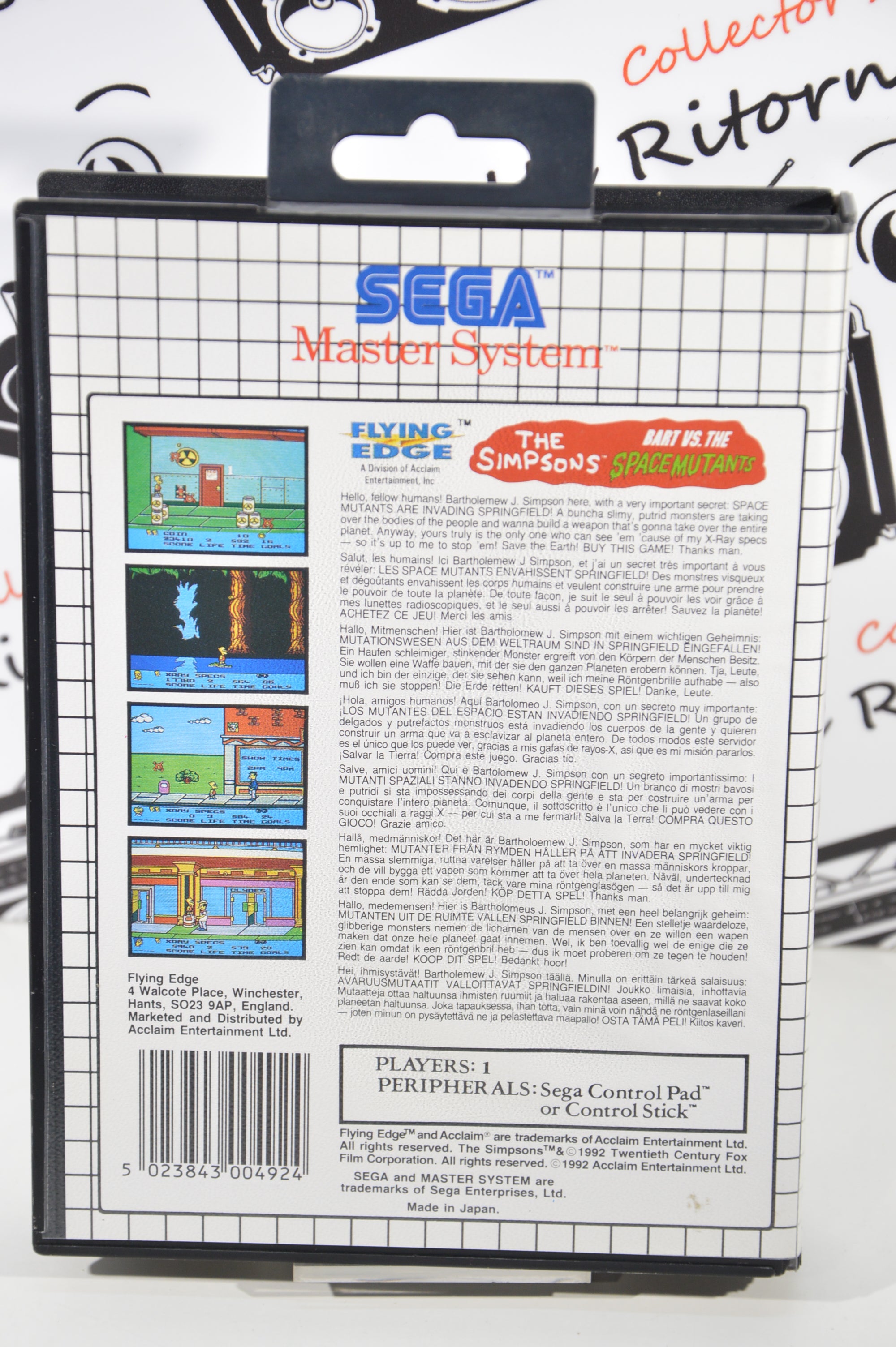 The Simpsons Sega Master system anno 1992 videogames vintage