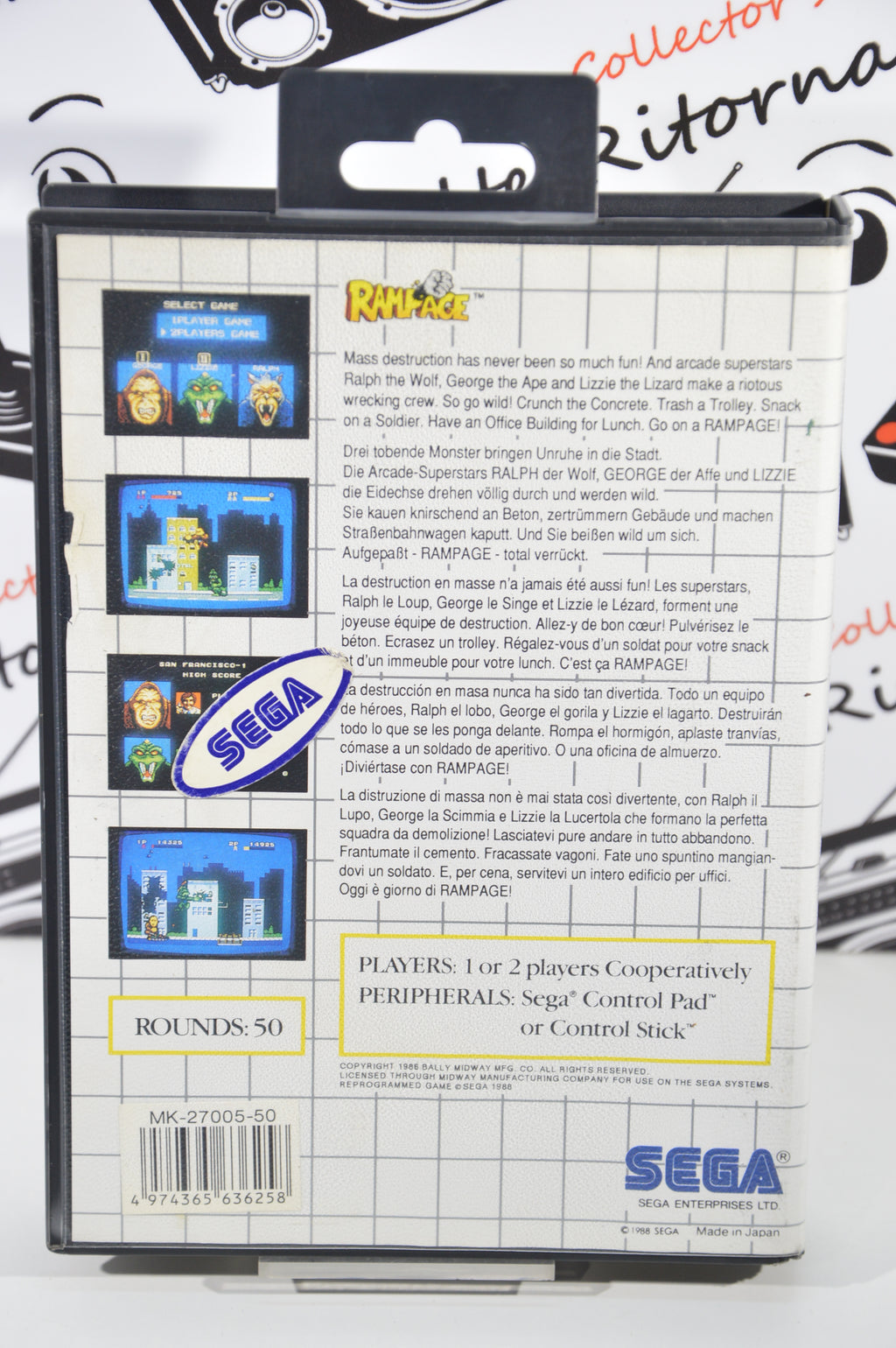 Rampage Master system anno 1988 videogames vintage