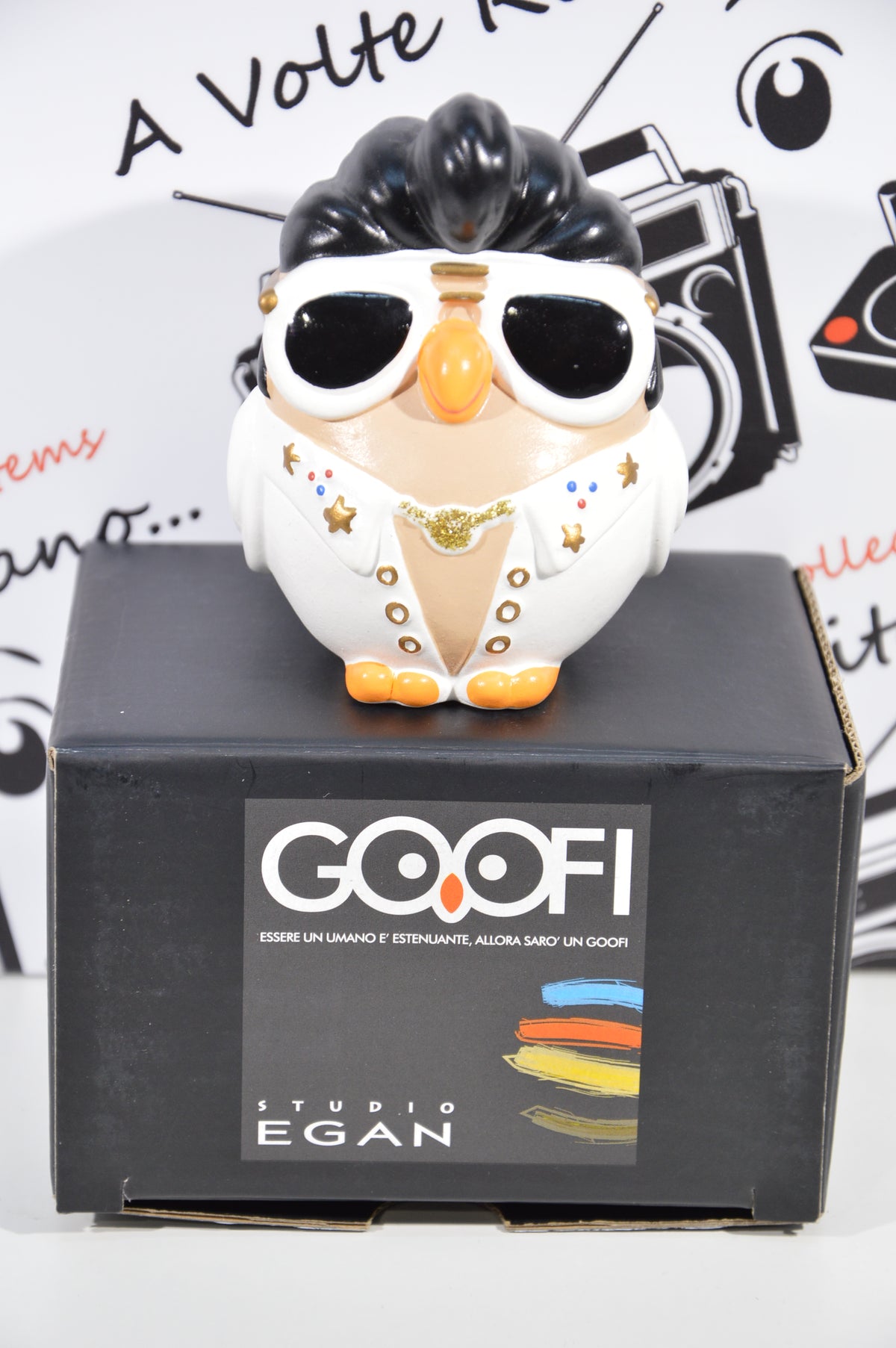 Goofi studio Egan Elvis Presley idea regalo gufi da collezione in ceramica