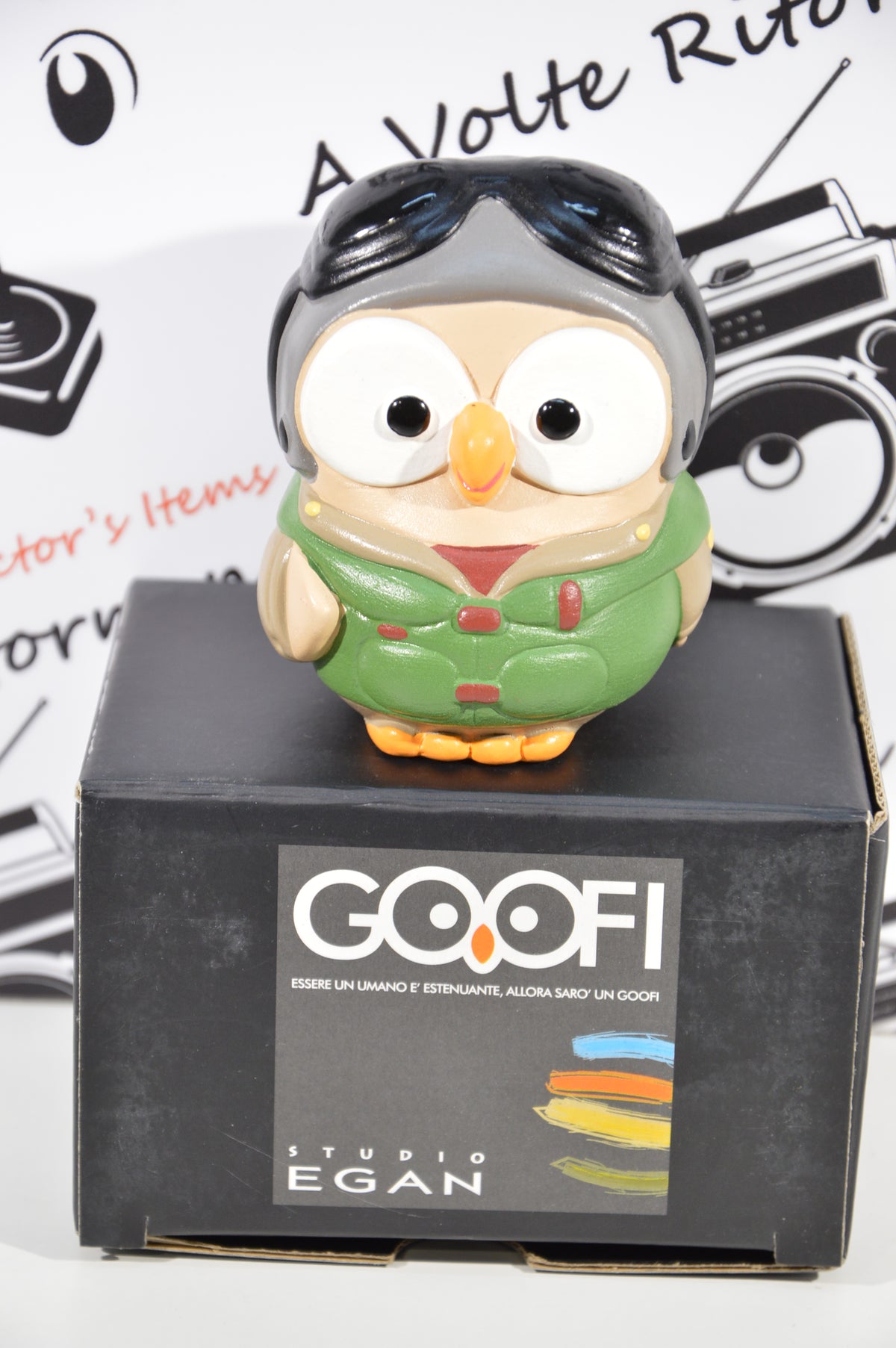 Goofi studio Egan Aviatore idea regalo gufi da collezione in ceramica