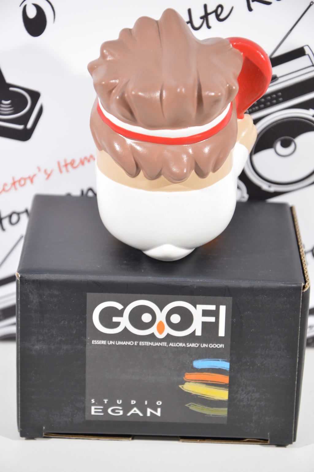 Goofi studio Tennista idea regalo gufi da collezione in ceramica
