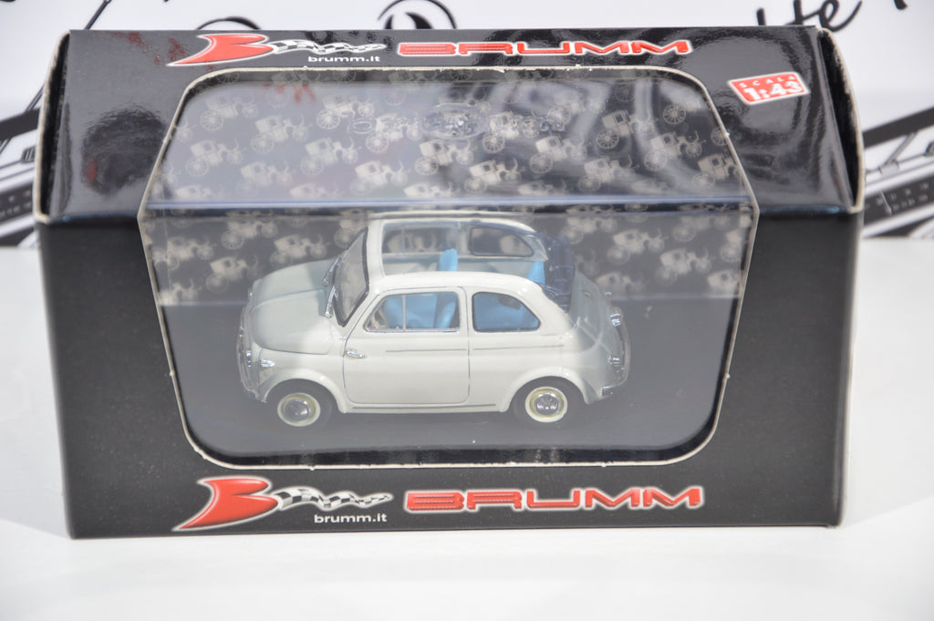 Fiat nuova 500 normale aperta 1957 grigio chiaro Brumm 1:43