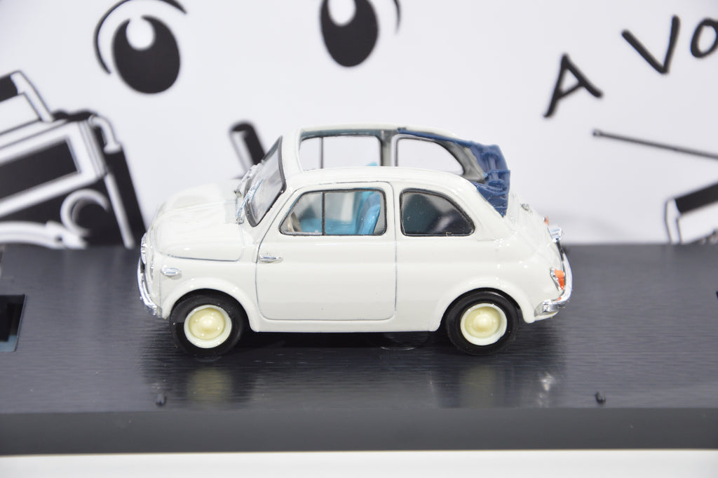 Fiat nuova 500 economica aperta 1957 grigio chiaro Brumm 1:43
