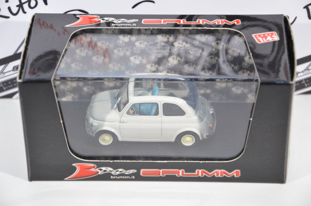 Fiat nuova 500 economica aperta 1957 grigio chiaro Brumm 1:43