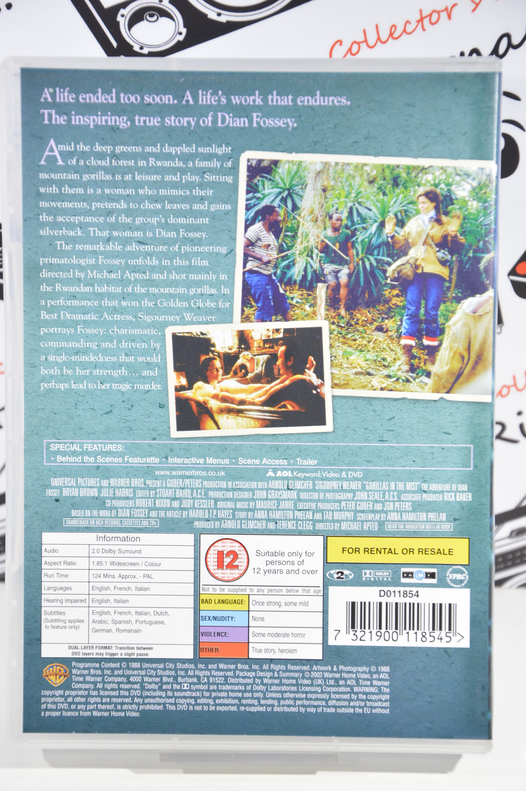 Gorillas in the mist Dvd Lingua inglese